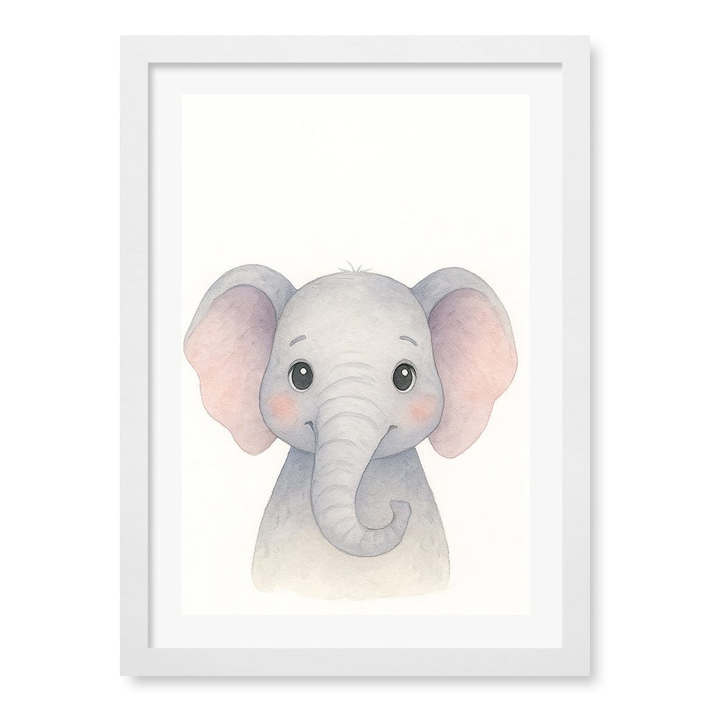 Animal Friends Elephant Children's Wall Art Print A3 (29.7 x 42cm) / Matte White Frame / White Border from our Australian Made Framed Wall Art, Prints & Posters collection by Profile Products (Australia) Pty Ltd