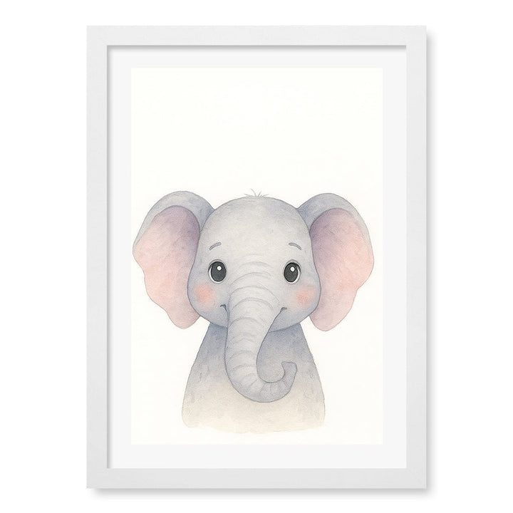 Animal Friends Elephant Children's Wall Art Print A3 (29.7 x 42cm) / Matte White Frame / White Border from our Australian Made Framed Wall Art, Prints & Posters collection by Profile Products (Australia) Pty Ltd