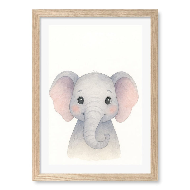 Animal Friends Elephant Children's Wall Art Print A3 (29.7 x 42cm) / Natural Oak Frame / White Border from our Australian Made Framed Wall Art, Prints & Posters collection by Profile Products (Australia) Pty Ltd