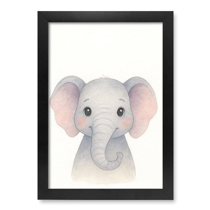 Animal Friends Elephant Children's Wall Art Print A4 (21 x 29.7cm) / Matte Black Frame / No Border from our Australian Made Framed Wall Art, Prints & Posters collection by Profile Products (Australia) Pty Ltd