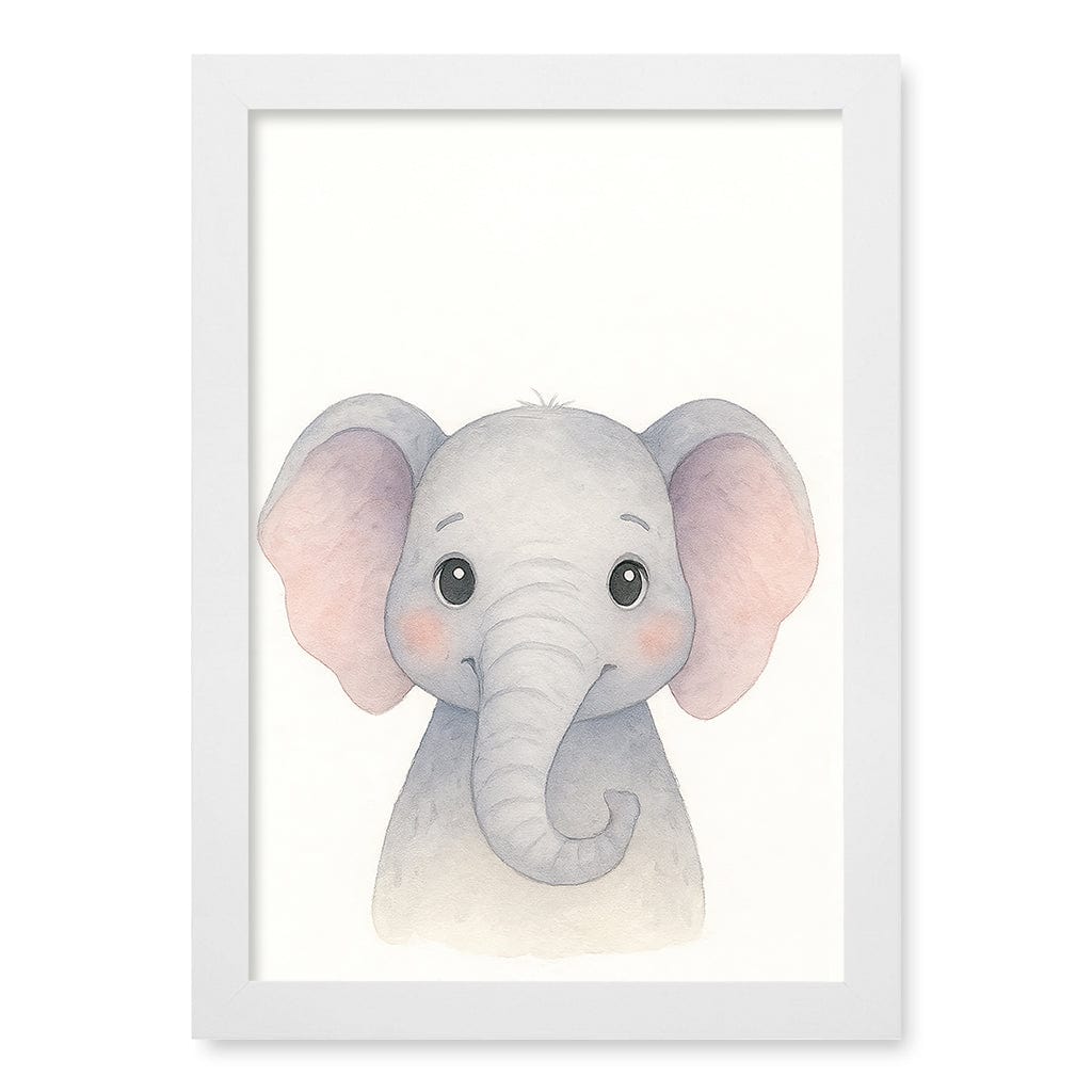 Animal Friends Elephant Children's Wall Art Print A4 (21 x 29.7cm) / Matte White Frame / No Border from our Australian Made Framed Wall Art, Prints & Posters collection by Profile Products (Australia) Pty Ltd