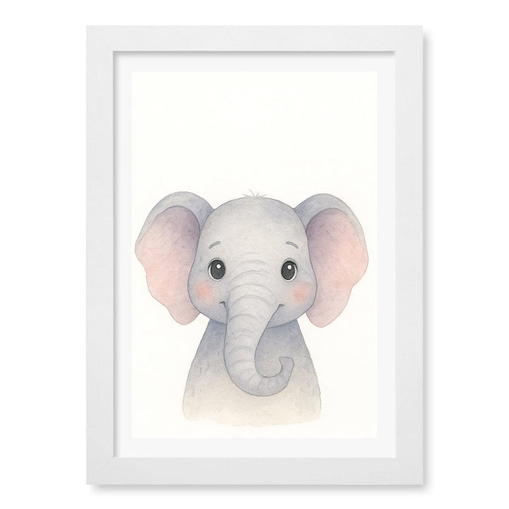 Animal Friends Elephant Children's Wall Art Print A4 (21 x 29.7cm) / Matte White Frame / White Border from our Australian Made Framed Wall Art, Prints & Posters collection by Profile Products (Australia) Pty Ltd