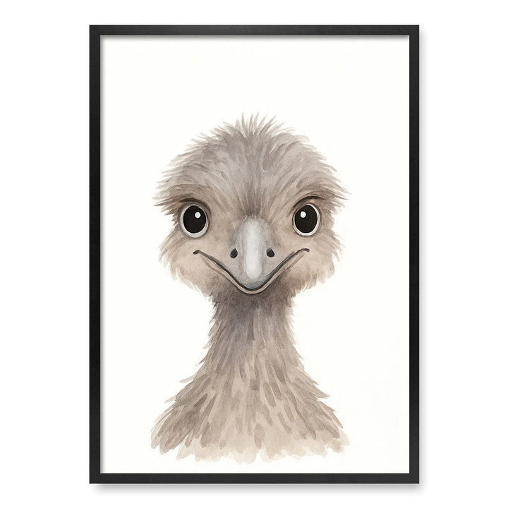 Animal Friends Emu Children's Wall Art Print A1 (59.4 x 84.1cm) / Matte Black Frame / No Border from our Australian Made Framed Wall Art, Prints & Posters collection by Profile Products (Australia) Pty Ltd