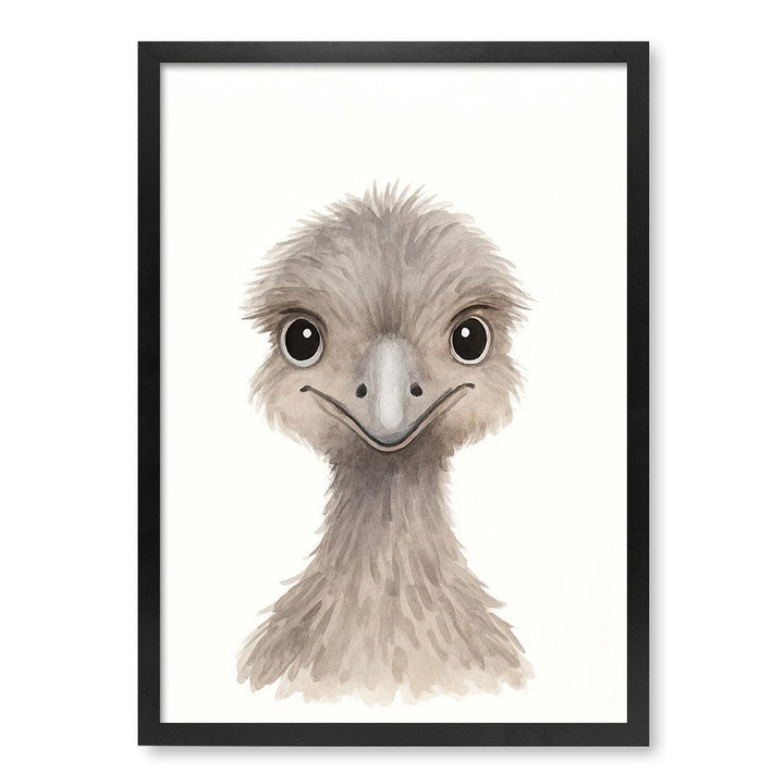 Animal Friends Emu Children's Wall Art Print A2 (42 x 59.4cm) / Matte Black Frame / No Border from our Australian Made Framed Wall Art, Prints & Posters collection by Profile Products (Australia) Pty Ltd