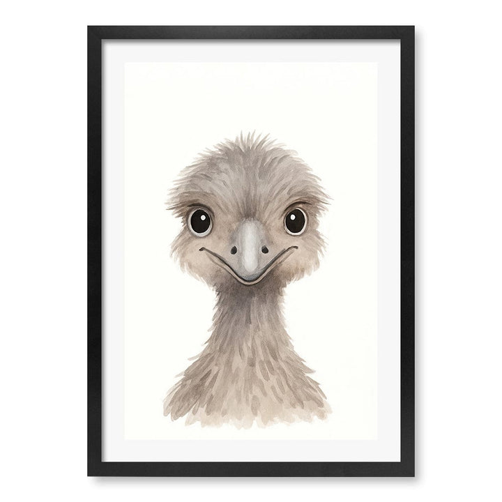 Animal Friends Emu Children's Wall Art Print A2 (42 x 59.4cm) / Matte Black Frame / White Border from our Australian Made Framed Wall Art, Prints & Posters collection by Profile Products (Australia) Pty Ltd