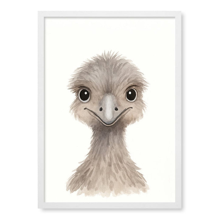 Animal Friends Emu Children's Wall Art Print A2 (42 x 59.4cm) / Matte White Frame / No Border from our Australian Made Framed Wall Art, Prints & Posters collection by Profile Products (Australia) Pty Ltd