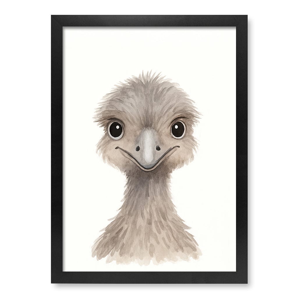 Animal Friends Emu Children's Wall Art Print A3 (29.7 x 42cm) / Matte Black Frame / No Border from our Australian Made Framed Wall Art, Prints & Posters collection by Profile Products (Australia) Pty Ltd