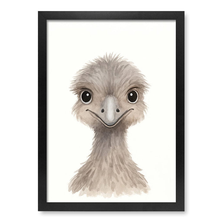 Animal Friends Emu Children's Wall Art Print A3 (29.7 x 42cm) / Matte Black Frame / No Border from our Australian Made Framed Wall Art, Prints & Posters collection by Profile Products (Australia) Pty Ltd