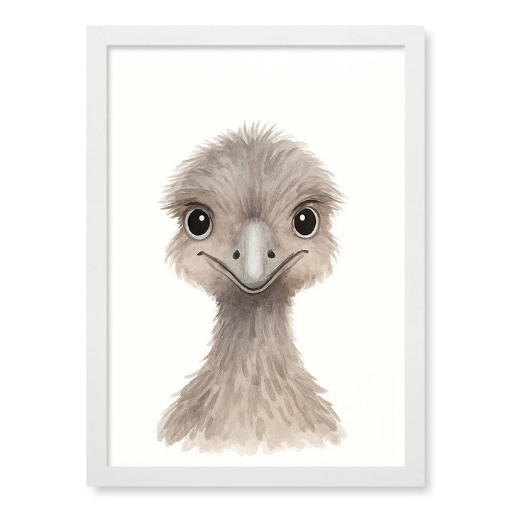 Animal Friends Emu Children's Wall Art Print A3 (29.7 x 42cm) / Matte White Frame / No Border from our Australian Made Framed Wall Art, Prints & Posters collection by Profile Products (Australia) Pty Ltd