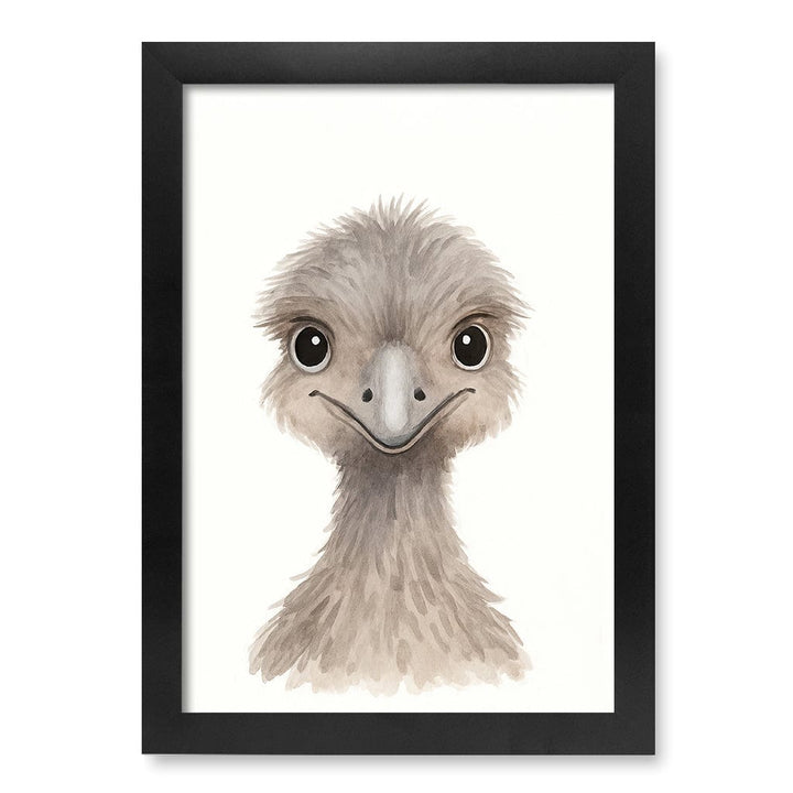 Animal Friends Emu Children's Wall Art Print A4 (21 x 29.7cm) / Matte Black Frame / No Border from our Australian Made Framed Wall Art, Prints & Posters collection by Profile Products (Australia) Pty Ltd