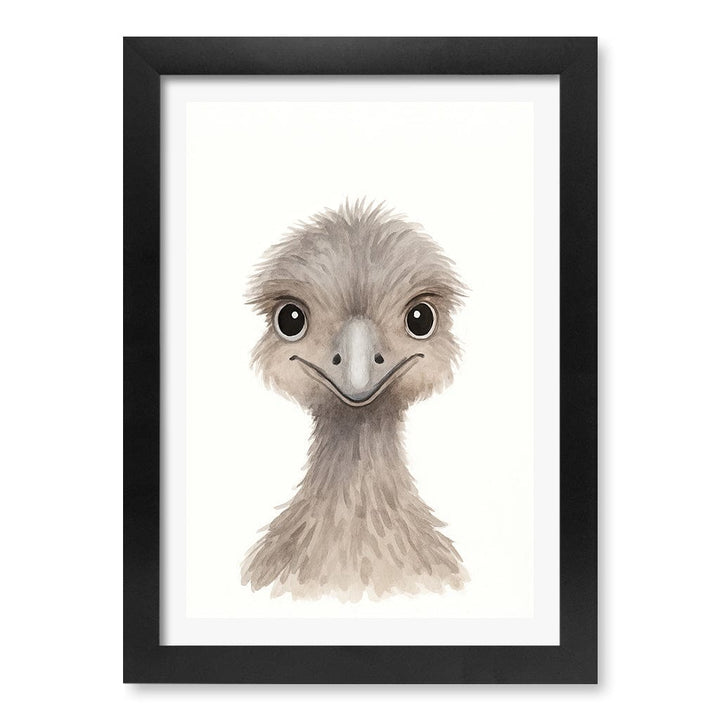 Animal Friends Emu Children's Wall Art Print A4 (21 x 29.7cm) / Matte Black Frame / White Border from our Australian Made Framed Wall Art, Prints & Posters collection by Profile Products (Australia) Pty Ltd