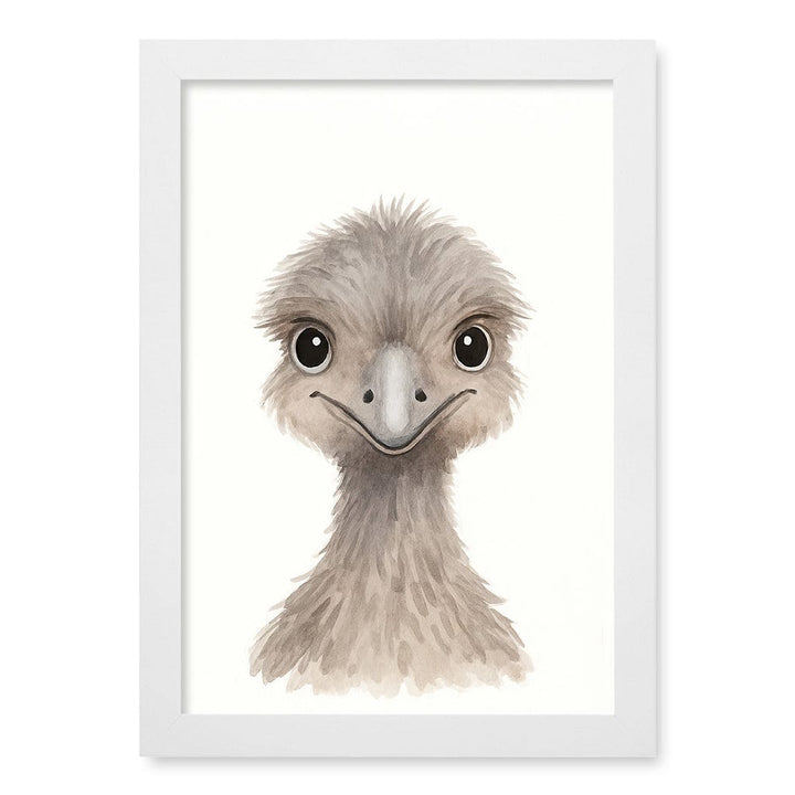 Animal Friends Emu Children's Wall Art Print A4 (21 x 29.7cm) / Matte White Frame / No Border from our Australian Made Framed Wall Art, Prints & Posters collection by Profile Products (Australia) Pty Ltd