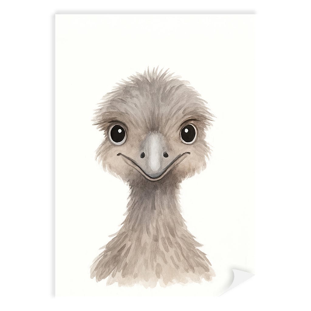 Animal Friends Emu Children's Wall Art Print A4 (21 x 29.7cm) / Print Only / No Border from our Australian Made Framed Wall Art, Prints & Posters collection by Profile Products (Australia) Pty Ltd