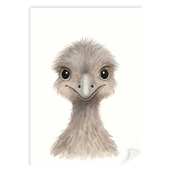 Animal Friends Emu Children's Wall Art Print A4 (21 x 29.7cm) / Print Only / No Border from our Australian Made Framed Wall Art, Prints & Posters collection by Profile Products (Australia) Pty Ltd