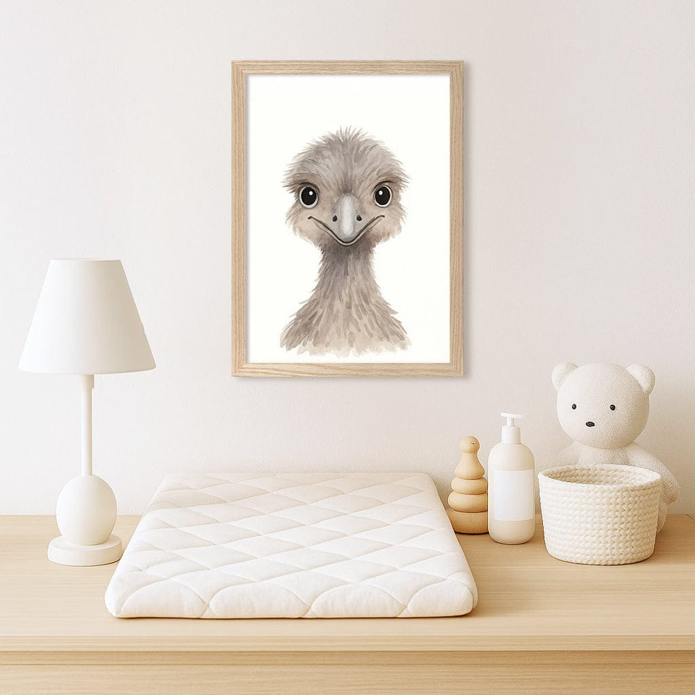 Animal Friends Emu Children's Wall Art Print from our Australian Made Framed Wall Art, Prints & Posters collection by Profile Products (Australia) Pty Ltd
