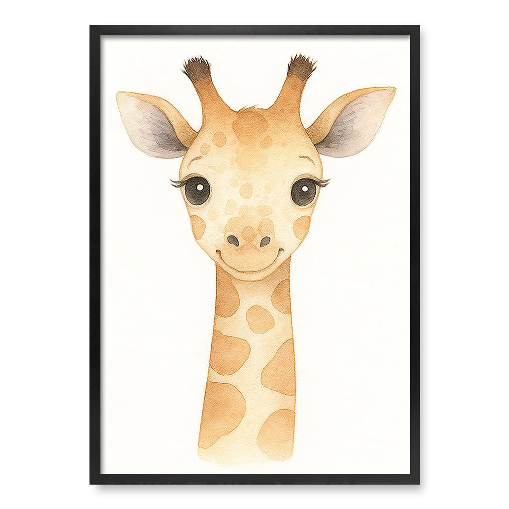 Animal Friends Giraffe Children's Wall Art Print A1 (59.4 x 84.1cm) / Matte Black Frame / No Border from our Australian Made Framed Wall Art, Prints & Posters collection by Profile Products (Australia) Pty Ltd