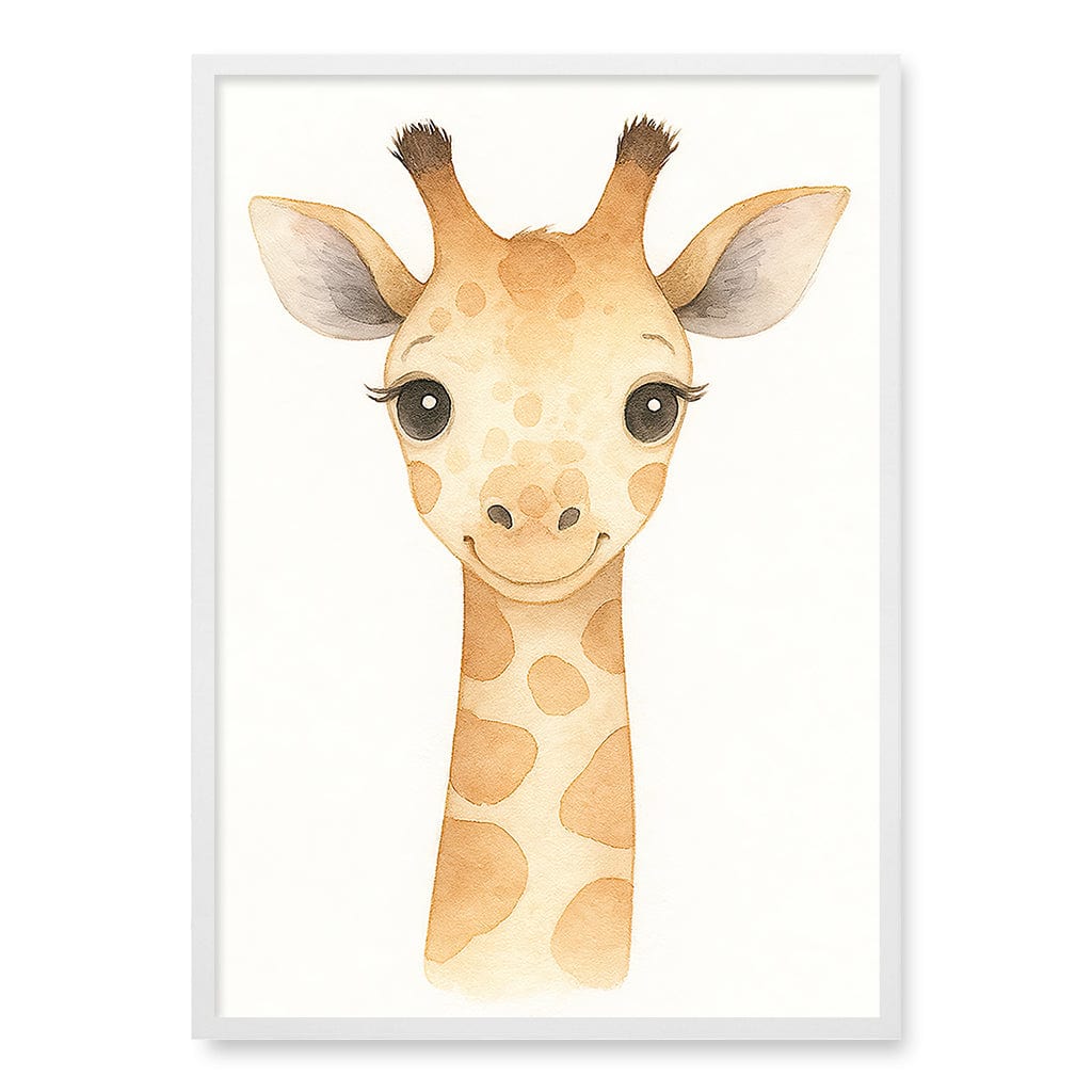 Animal Friends Giraffe Children's Wall Art Print A1 (59.4 x 84.1cm) / Matte White Frame / No Border from our Australian Made Framed Wall Art, Prints & Posters collection by Profile Products (Australia) Pty Ltd