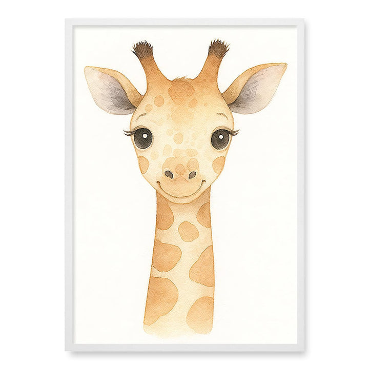 Animal Friends Giraffe Children's Wall Art Print A1 (59.4 x 84.1cm) / Matte White Frame / No Border from our Australian Made Framed Wall Art, Prints & Posters collection by Profile Products (Australia) Pty Ltd