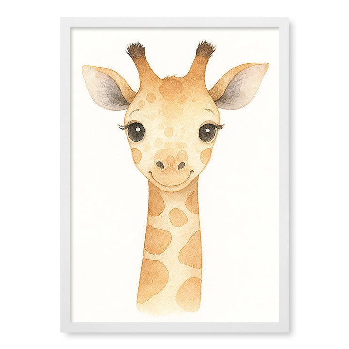 Animal Friends Giraffe Children's Wall Art Print A2 (42 x 59.4cm) / Matte White Frame / No Border from our Australian Made Framed Wall Art, Prints & Posters collection by Profile Products (Australia) Pty Ltd