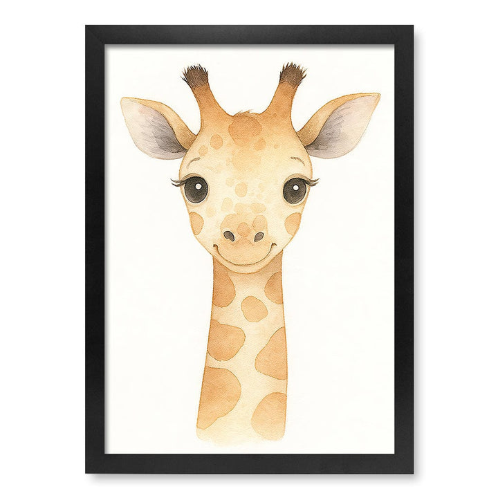 Animal Friends Giraffe Children's Wall Art Print A3 (29.7 x 42cm) / Matte Black Frame / No Border from our Australian Made Framed Wall Art, Prints & Posters collection by Profile Products (Australia) Pty Ltd