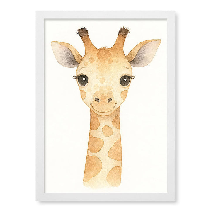 Animal Friends Giraffe Children's Wall Art Print A3 (29.7 x 42cm) / Matte White Frame / No Border from our Australian Made Framed Wall Art, Prints & Posters collection by Profile Products (Australia) Pty Ltd