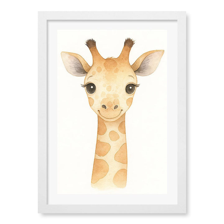 Animal Friends Giraffe Children's Wall Art Print A3 (29.7 x 42cm) / Matte White Frame / White Border from our Australian Made Framed Wall Art, Prints & Posters collection by Profile Products (Australia) Pty Ltd
