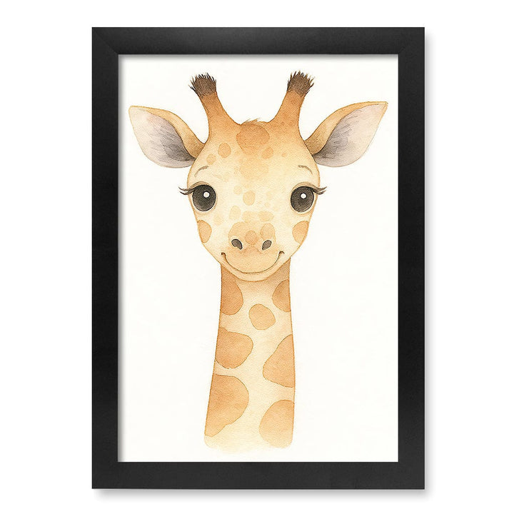 Animal Friends Giraffe Children's Wall Art Print A4 (21 x 29.7cm) / Matte Black Frame / No Border from our Australian Made Framed Wall Art, Prints & Posters collection by Profile Products (Australia) Pty Ltd