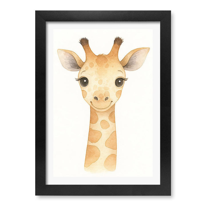 Animal Friends Giraffe Children's Wall Art Print A4 (21 x 29.7cm) / Matte Black Frame / White Border from our Australian Made Framed Wall Art, Prints & Posters collection by Profile Products (Australia) Pty Ltd