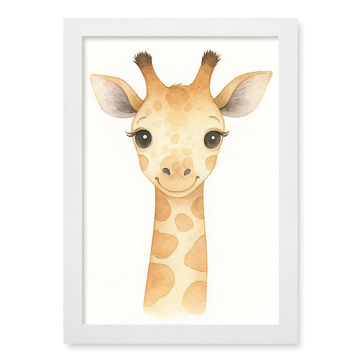 Animal Friends Giraffe Children's Wall Art Print A4 (21 x 29.7cm) / Matte White Frame / No Border from our Australian Made Framed Wall Art, Prints & Posters collection by Profile Products (Australia) Pty Ltd