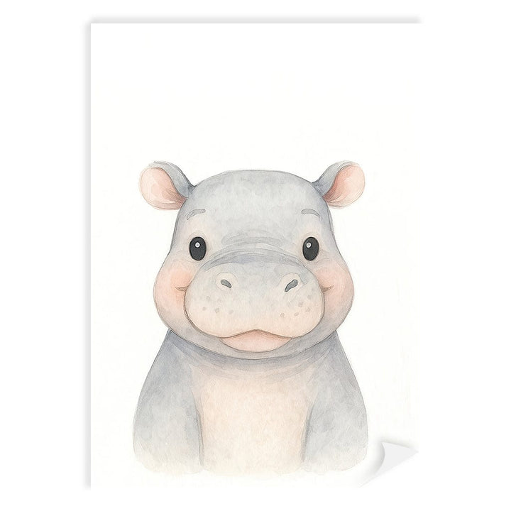 Animal Friends Hippo Children's Wall Art Print A4 (21 x 29.7cm) / Print Only / No Border from our Australian Made Framed Wall Art, Prints & Posters collection by Profile Products (Australia) Pty Ltd