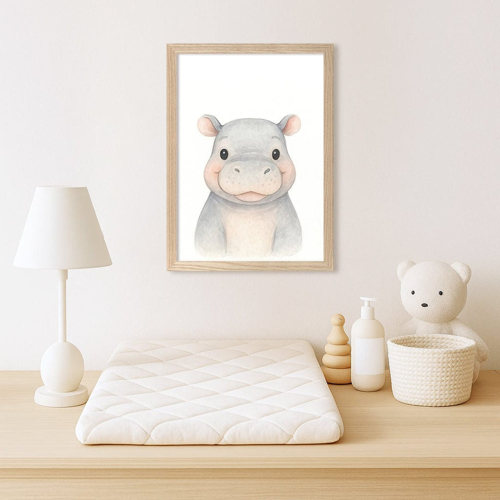Animal Friends Hippo Children's Wall Art Print from our Australian Made Framed Wall Art, Prints & Posters collection by Profile Products (Australia) Pty Ltd
