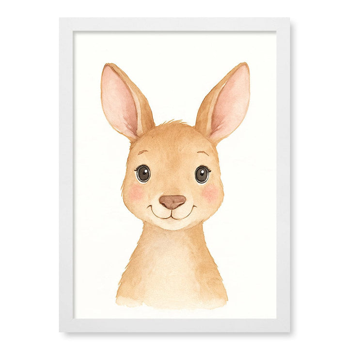 Animal Friends Kangaroo Children's Wall Art Print A3 (29.7 x 42cm) / Matte White Frame / No Border from our Australian Made Framed Wall Art, Prints & Posters collection by Profile Products (Australia) Pty Ltd