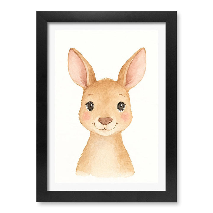 Animal Friends Kangaroo Children's Wall Art Print A4 (21 x 29.7cm) / Matte Black Frame / White Border from our Australian Made Framed Wall Art, Prints & Posters collection by Profile Products (Australia) Pty Ltd