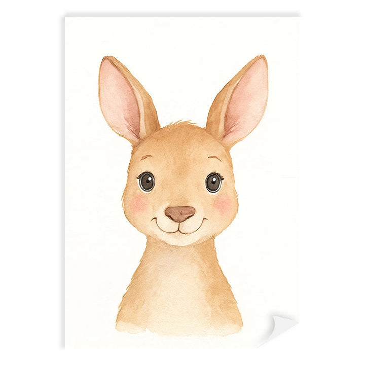 Animal Friends Kangaroo Children's Wall Art Print A4 (21 x 29.7cm) / Print Only / No Border from our Australian Made Framed Wall Art, Prints & Posters collection by Profile Products (Australia) Pty Ltd