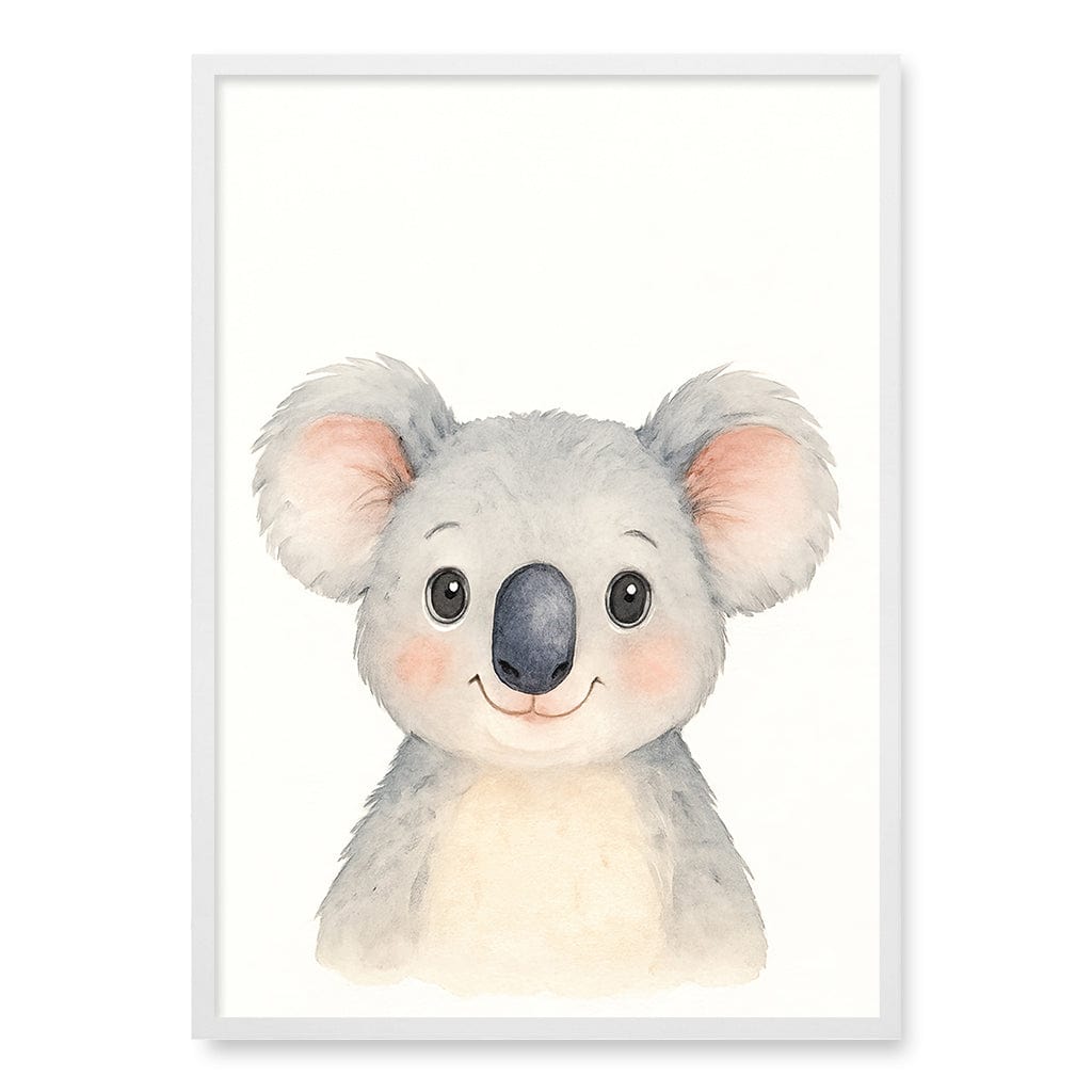 Animal Friends Koala Wall Children's Art Print A1 (59.4 x 84.1cm) / Matte White Frame / No Border from our Australian Made Framed Wall Art, Prints & Posters collection by Profile Products (Australia) Pty Ltd
