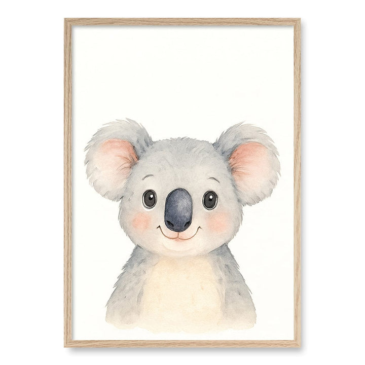 Animal Friends Koala Wall Children's Art Print A1 (59.4 x 84.1cm) / Natural Oak Frame / No Border from our Australian Made Framed Wall Art, Prints & Posters collection by Profile Products (Australia) Pty Ltd