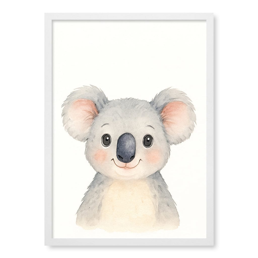 Animal Friends Koala Wall Children's Art Print A2 (42 x 59.4cm) / Matte White Frame / No Border from our Australian Made Framed Wall Art, Prints & Posters collection by Profile Products (Australia) Pty Ltd