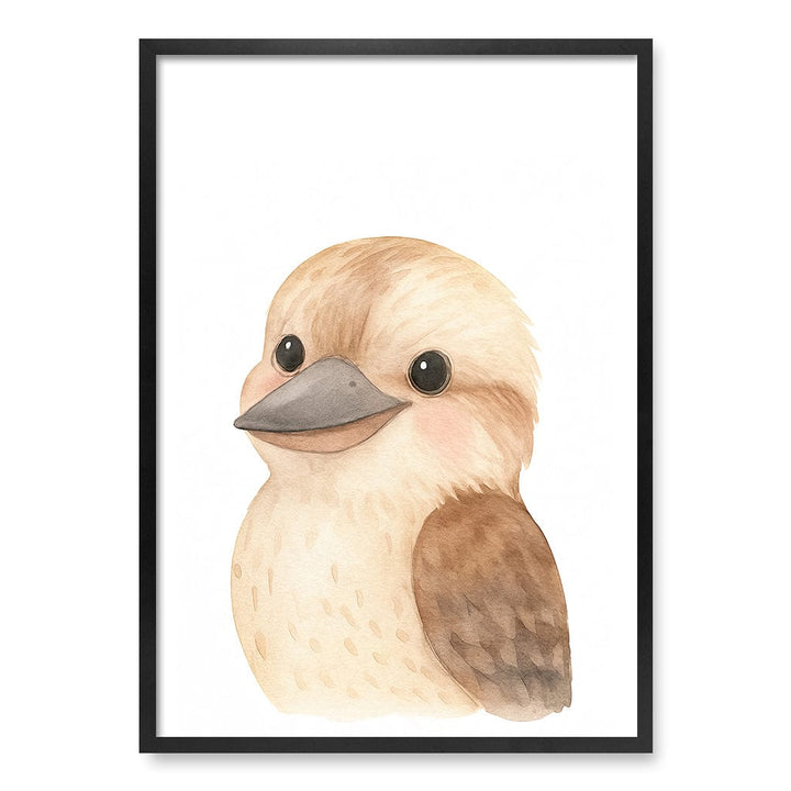 Animal Friends Kookaburra Children's Wall Art Print A1 (59.4 x 84.1cm) / Matte Black Frame / No Border from our Australian Made Framed Wall Art, Prints & Posters collection by Profile Products (Australia) Pty Ltd