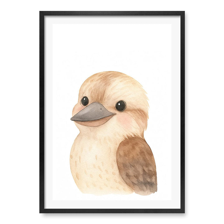 Animal Friends Kookaburra Children's Wall Art Print A1 (59.4 x 84.1cm) / Matte Black Frame / White Border from our Australian Made Framed Wall Art, Prints & Posters collection by Profile Products (Australia) Pty Ltd