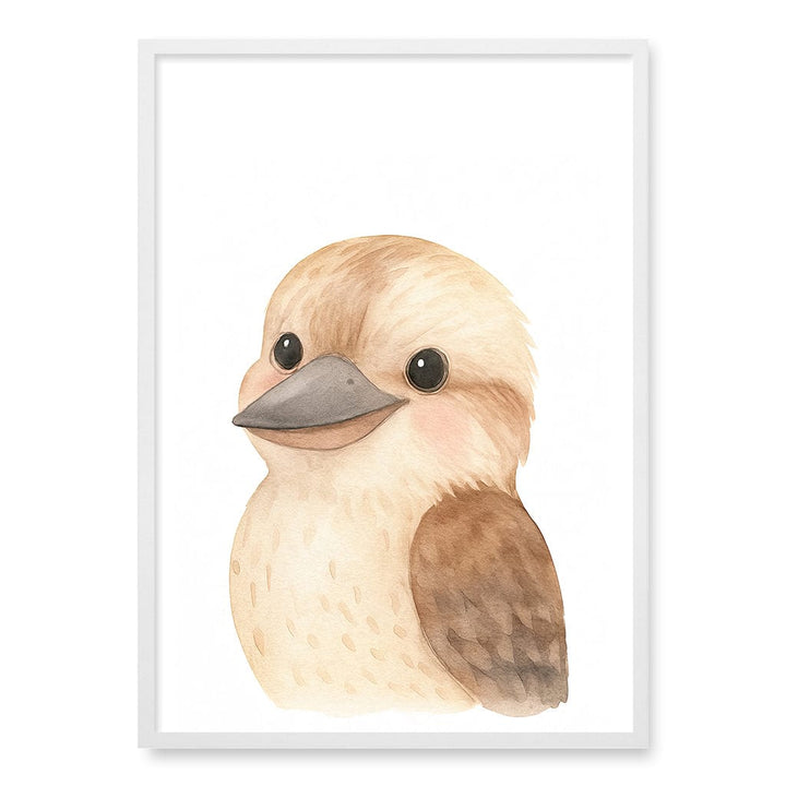 Animal Friends Kookaburra Children's Wall Art Print A1 (59.4 x 84.1cm) / Matte White Frame / No Border from our Australian Made Framed Wall Art, Prints & Posters collection by Profile Products (Australia) Pty Ltd