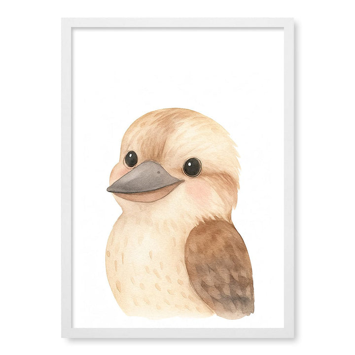 Animal Friends Kookaburra Children's Wall Art Print A2 (42 x 59.4cm) / Matte White Frame / No Border from our Australian Made Framed Wall Art, Prints & Posters collection by Profile Products (Australia) Pty Ltd