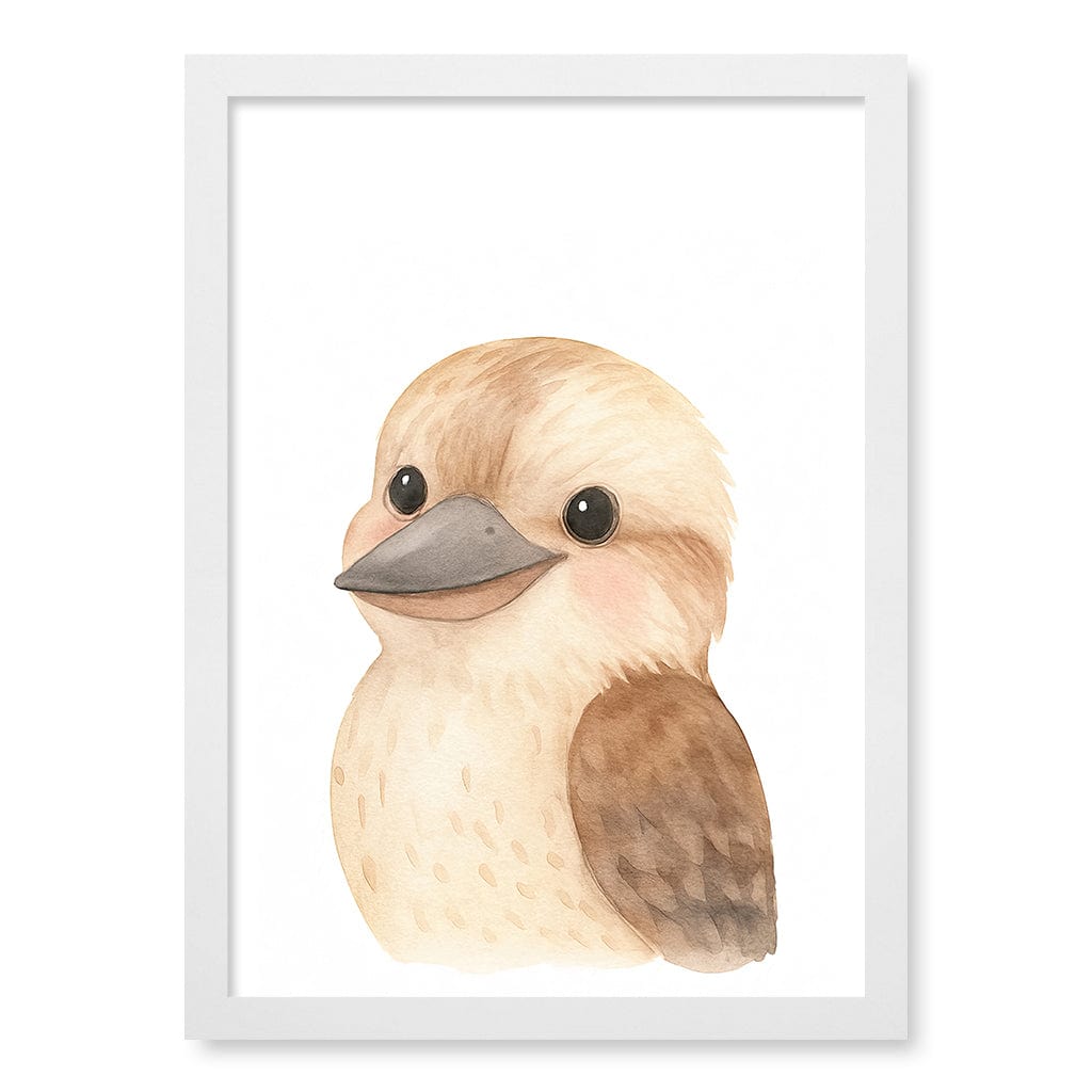 Animal Friends Kookaburra Children's Wall Art Print A3 (29.7 x 42cm) / Matte White Frame / No Border from our Australian Made Framed Wall Art, Prints & Posters collection by Profile Products (Australia) Pty Ltd