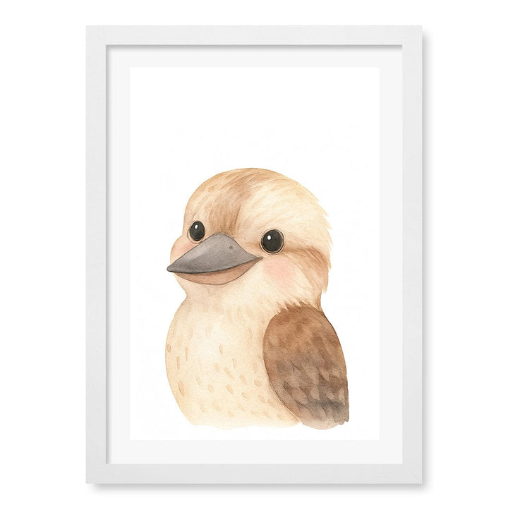 Animal Friends Kookaburra Children's Wall Art Print A3 (29.7 x 42cm) / Matte White Frame / White Border from our Australian Made Framed Wall Art, Prints & Posters collection by Profile Products (Australia) Pty Ltd
