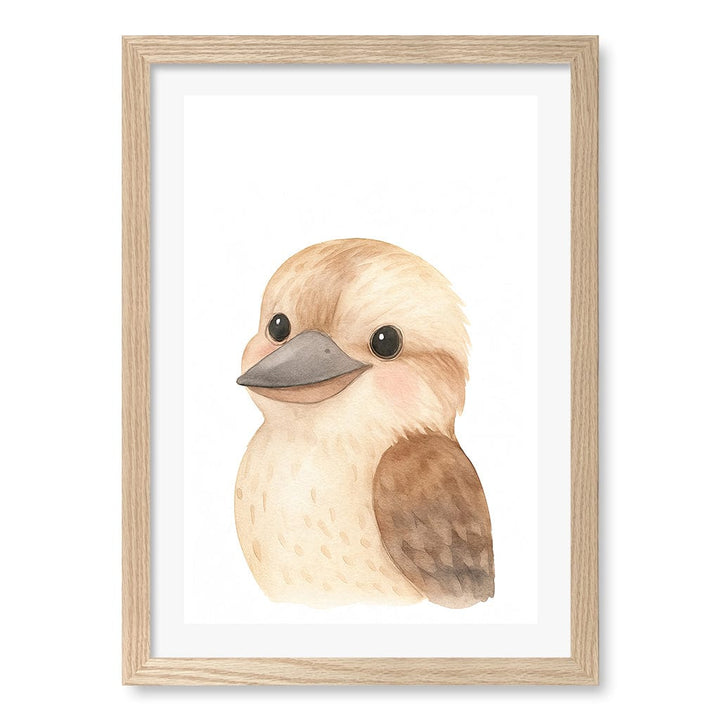 Animal Friends Kookaburra Children's Wall Art Print A3 (29.7 x 42cm) / Natural Oak Frame / White Border from our Australian Made Framed Wall Art, Prints & Posters collection by Profile Products (Australia) Pty Ltd
