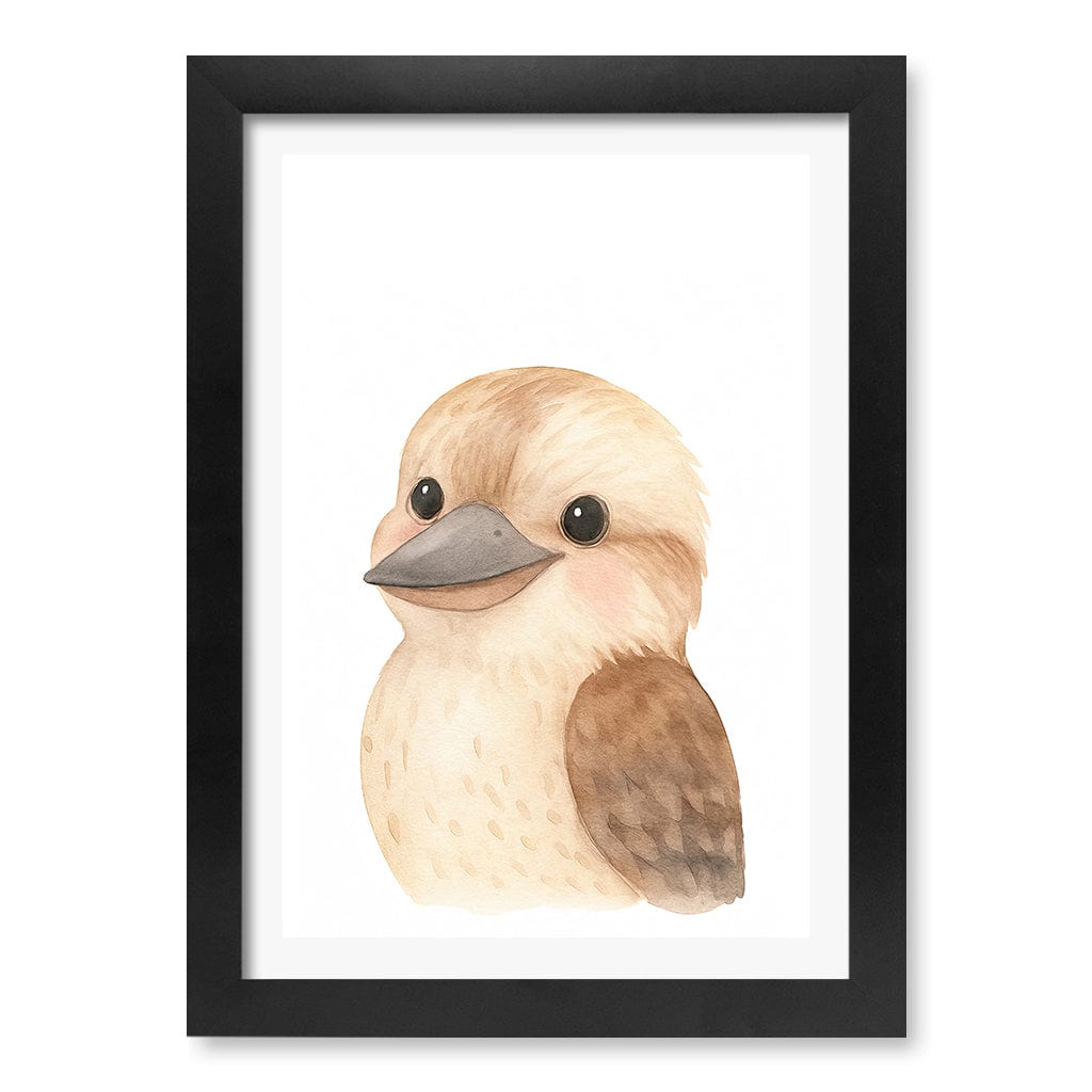 Animal Friends Kookaburra Children's Wall Art Print A4 (21 x 29.7cm) / Matte Black Frame / White Border from our Australian Made Framed Wall Art, Prints & Posters collection by Profile Products (Australia) Pty Ltd