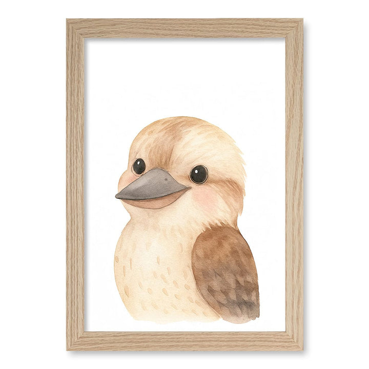 Animal Friends Kookaburra Children's Wall Art Print A4 (21 x 29.7cm) / Natural Oak Frame / No Border from our Australian Made Framed Wall Art, Prints & Posters collection by Profile Products (Australia) Pty Ltd