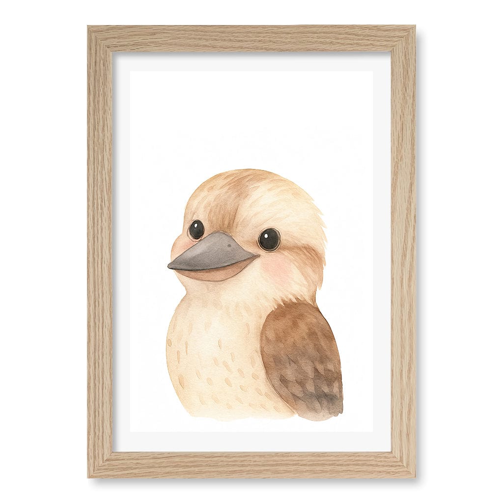 Animal Friends Kookaburra Children's Wall Art Print A4 (21 x 29.7cm) / Natural Oak Frame / White Border from our Australian Made Framed Wall Art, Prints & Posters collection by Profile Products (Australia) Pty Ltd