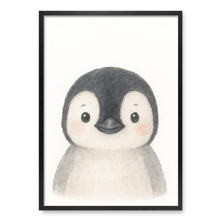 Animal Friends Penguin Children's Wall Art Print A1 (59.4 x 84.1cm) / Matte Black Frame / No Border from our Australian Made Framed Wall Art, Prints & Posters collection by Profile Products (Australia) Pty Ltd