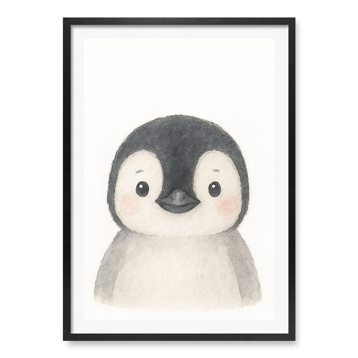 Animal Friends Penguin Children's Wall Art Print A1 (59.4 x 84.1cm) / Matte Black Frame / White Border from our Australian Made Framed Wall Art, Prints & Posters collection by Profile Products (Australia) Pty Ltd