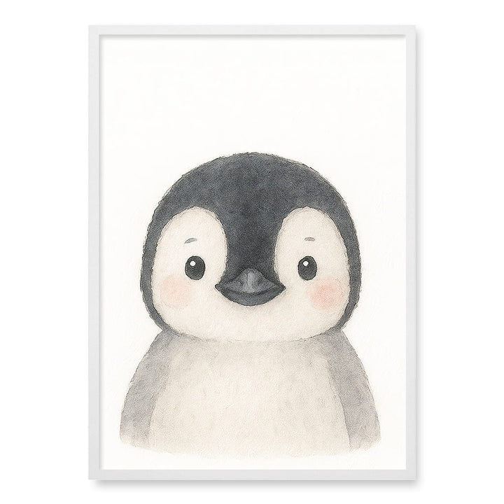 Animal Friends Penguin Children's Wall Art Print A1 (59.4 x 84.1cm) / Matte White Frame / No Border from our Australian Made Framed Wall Art, Prints & Posters collection by Profile Products (Australia) Pty Ltd